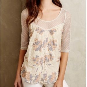 Anthropologie Meadow Rue Cream Lace Anna Blouse